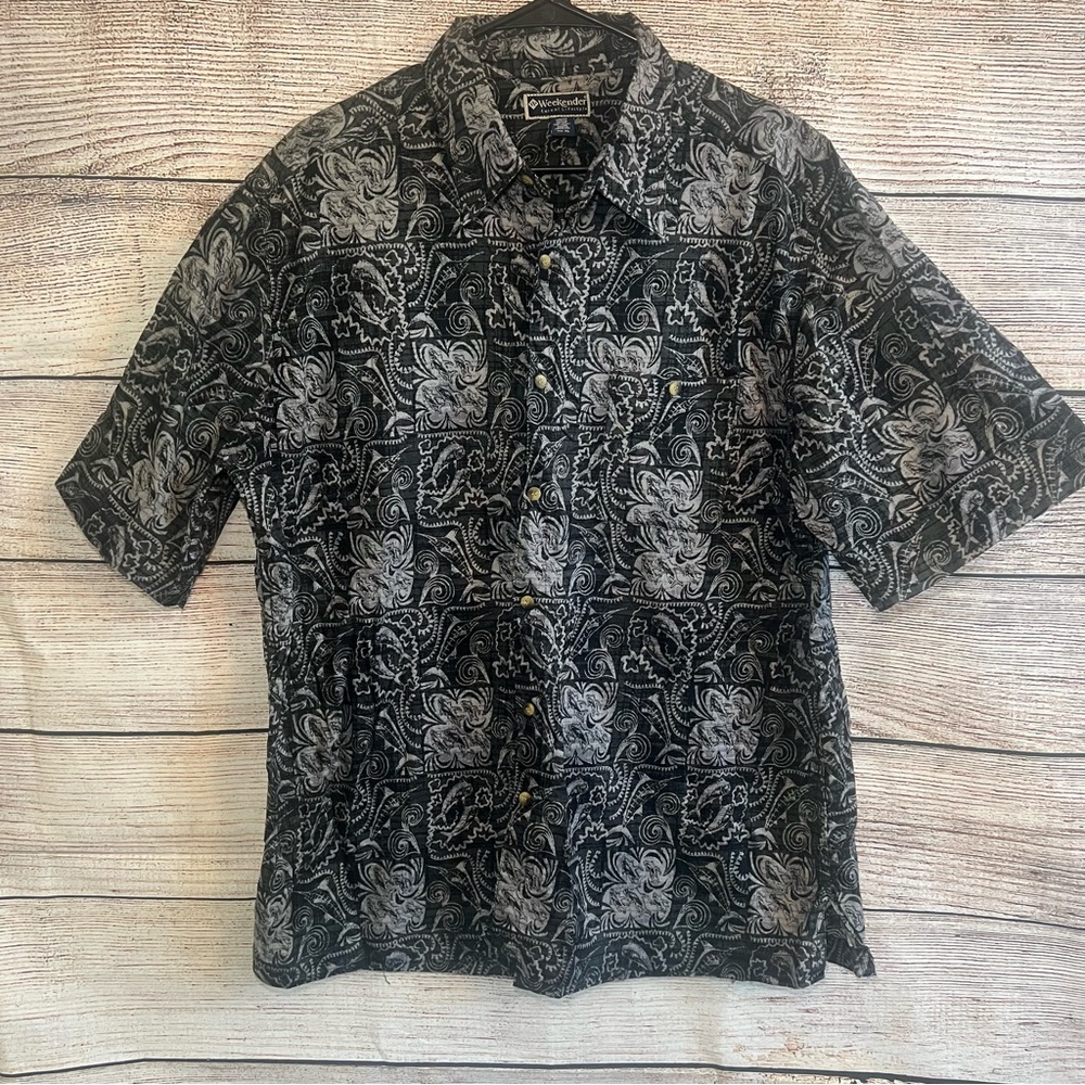 Weekender Lifestyle Fishing Button Up Shirt Men’s XL Resortwear Blue‎ Fish Print